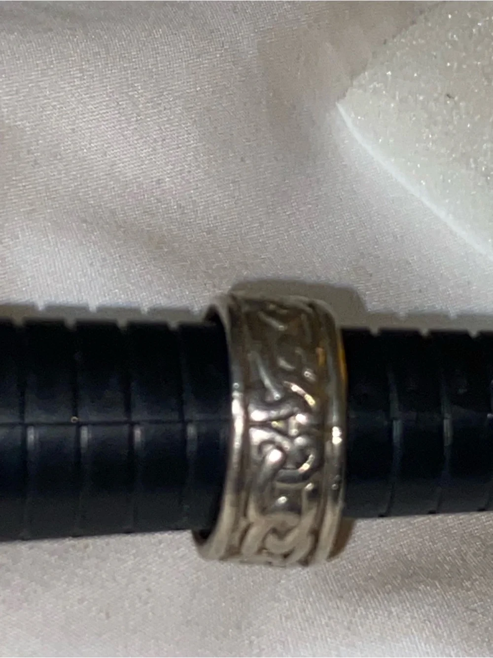 Men's Silver Celtic Pattern Stainless Steel Ring - size 10